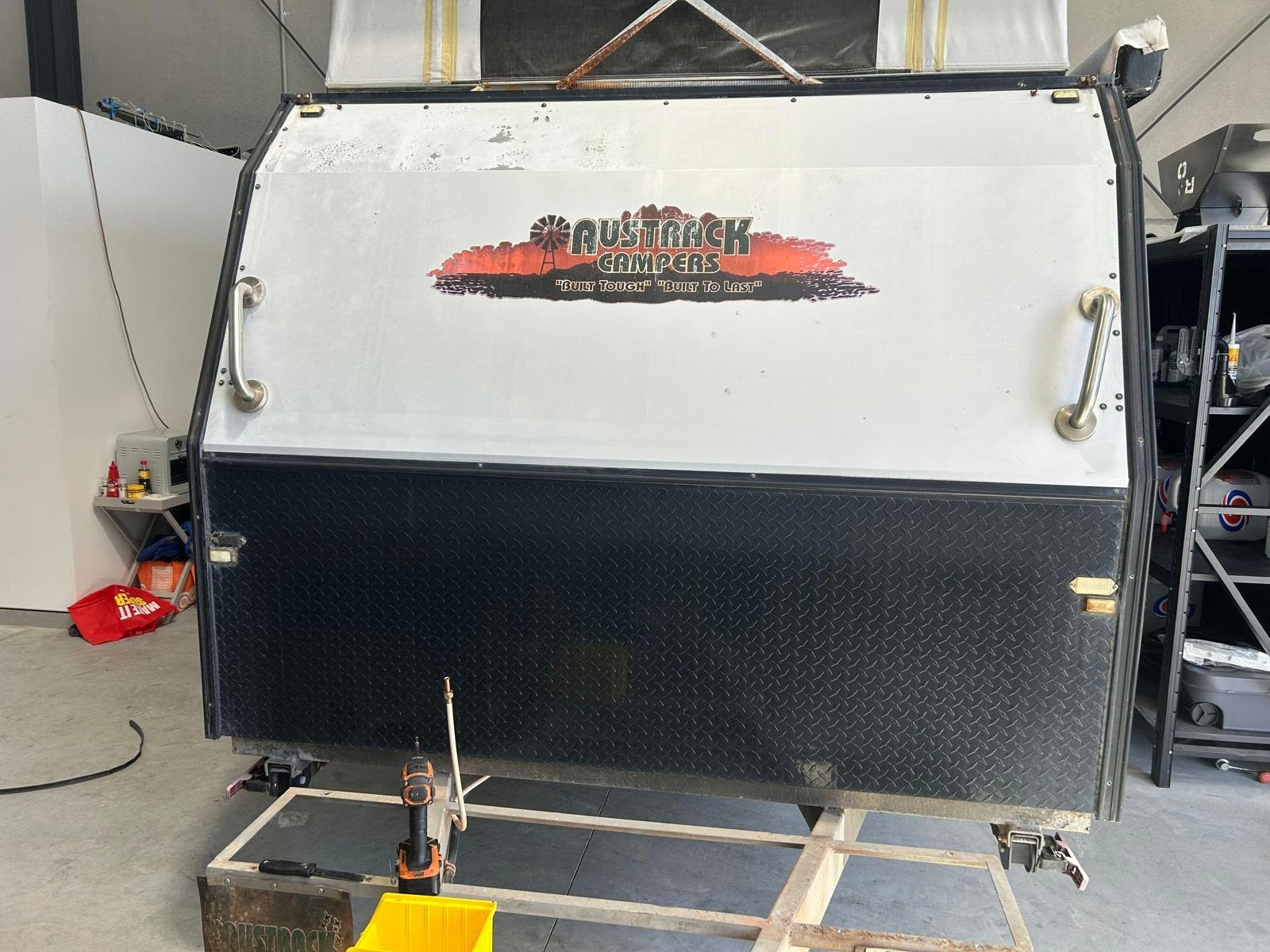 Austrack camper trailer booked in for servicing at the G&S Caravan Services Port Stephens workshop