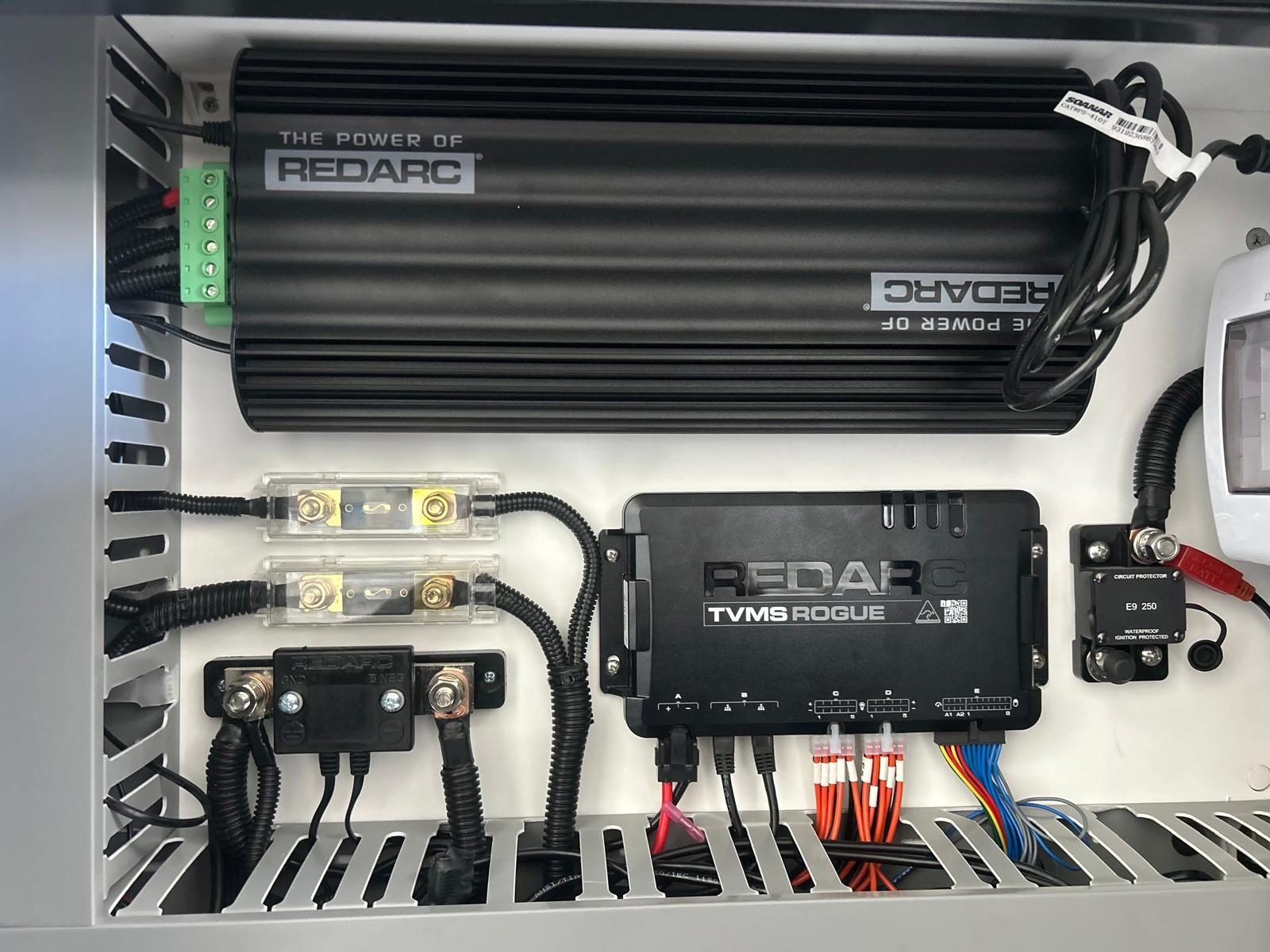Redarc TVMS Rogue power management system wired alongside a Born to Roam diesel heater install by G&S Caravan Services