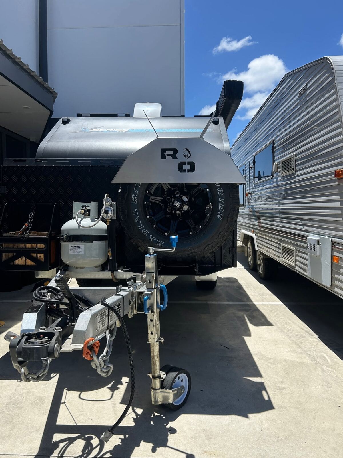 Finished caravan spare wheel mount upgrade fitted by G&S Caravan Services in Port Stephens